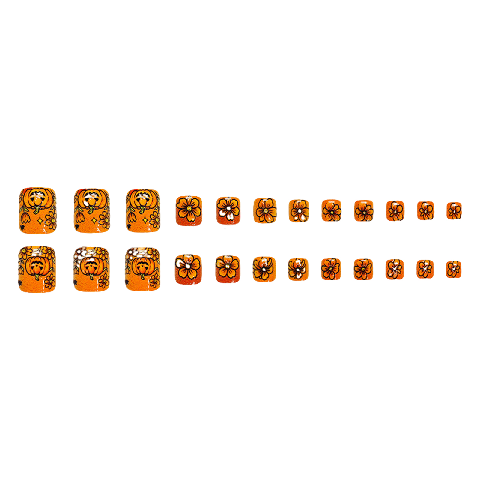 Nail Art Orange - Halloween Partisi için Hazır Yapıştırılmış, Takma