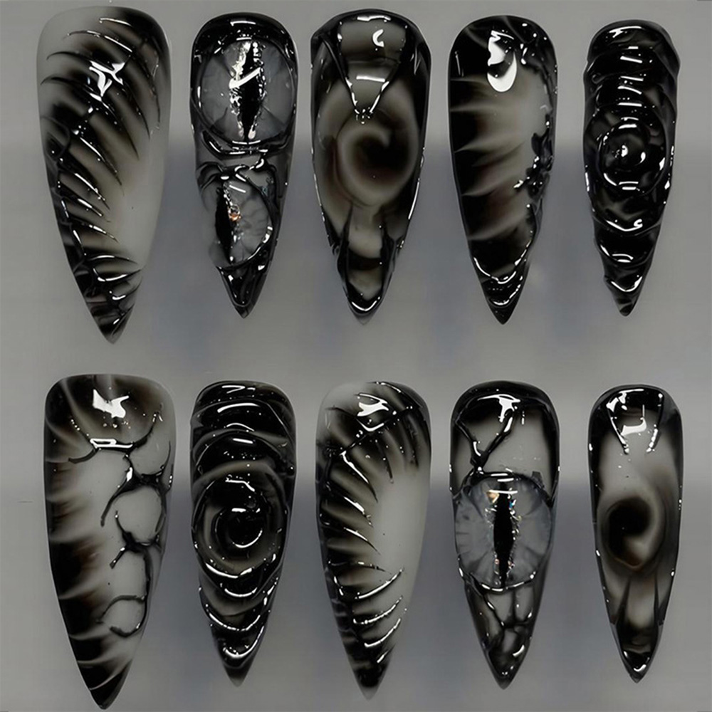 Nail Art Press On - Stiletto Gotik Takma Tırnaklar 30 Adet