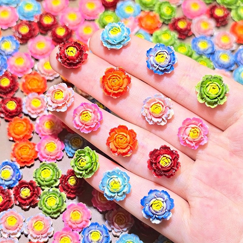 Nail Art Ombre - 50 adet Karışık Renkli 3D Reçine