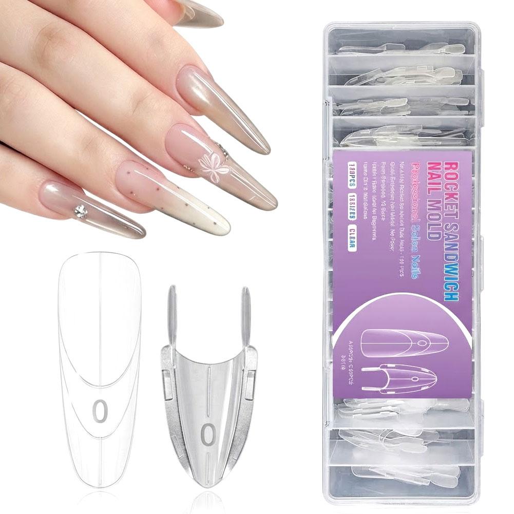 Nail Art Ombre - 120 Adet Sandviç Tırnak Kalıbı, Şeffaf,