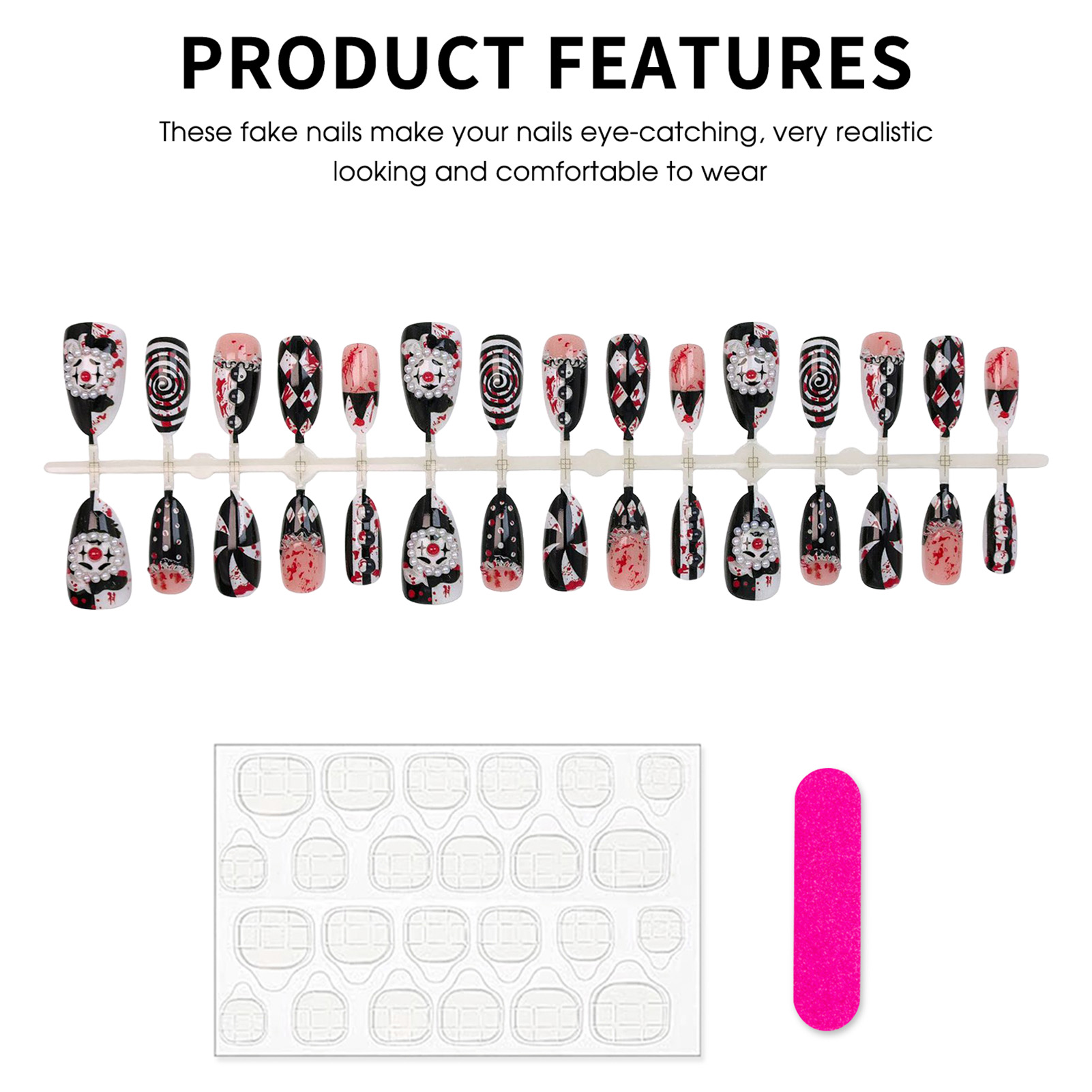 30 adet Komik Koyu Palyaço Des - Nail Art Press On incelemesi ve fiyatı