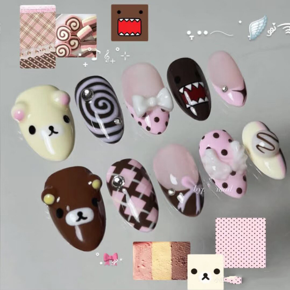 10 adet el yapımı karikatür pe - Nail Art Pink incelemesi ve fiyatı