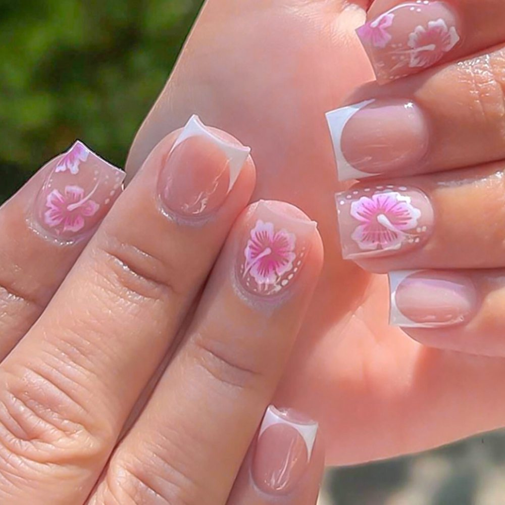 24 adet fransız çiçek yanlış ç - Nail Art Press On incelemesi ve fiyatı