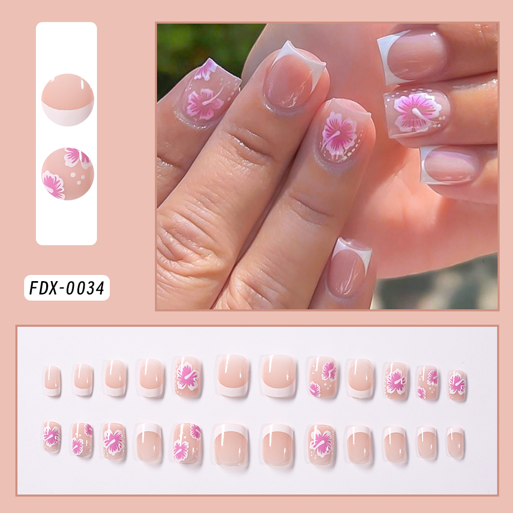 24 adet fransız çiçek yanlış ç - Nail Art Press On incelemesi ve fiyatı